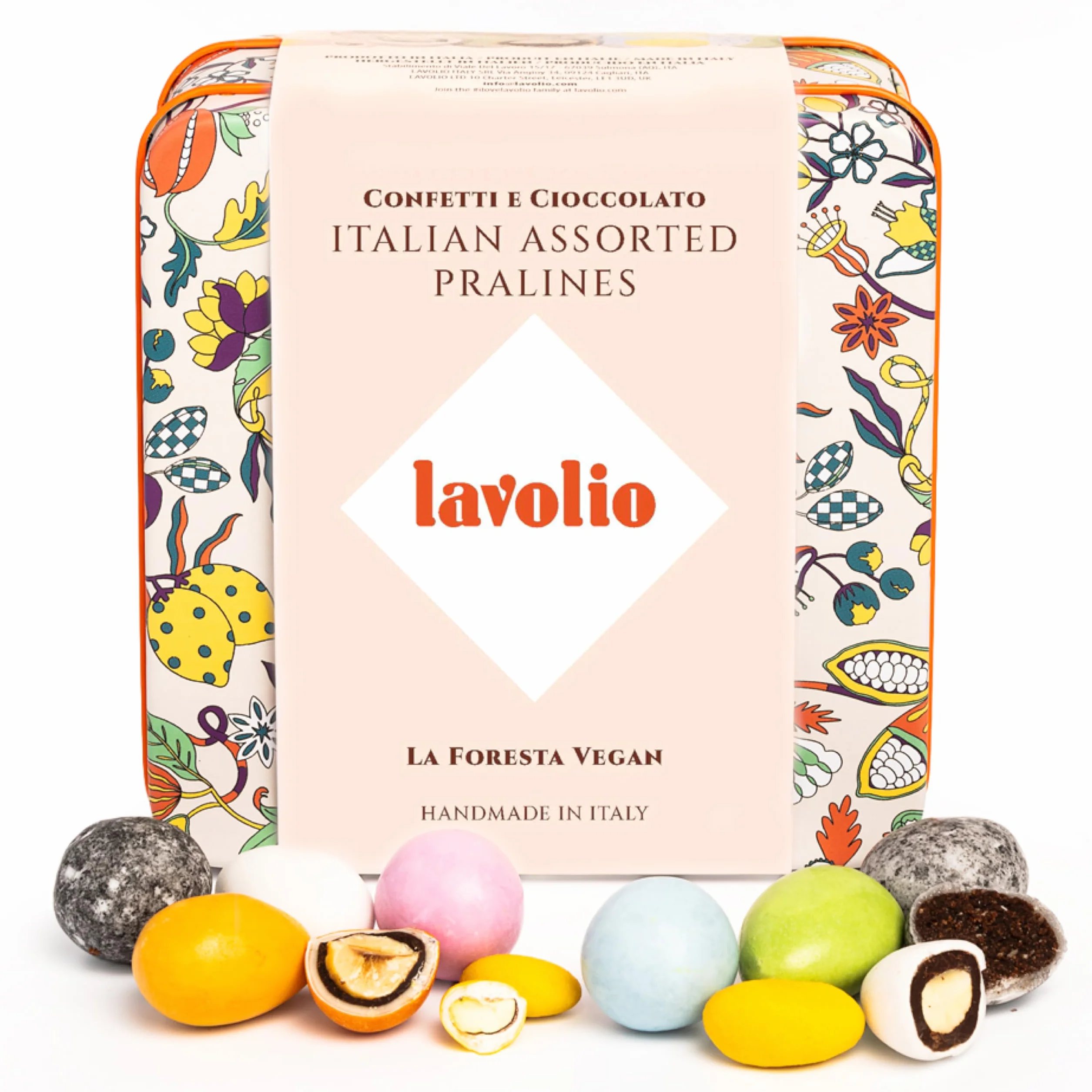 Lavolio LA FORESTA VEGAN - Cioccolato italiano - Selezione artigianale di frutta secca ricoperta e cioccolati vegetali, caramelle eleganti e cioccolatini da regalo - Vegan e Gluten Free - 150g