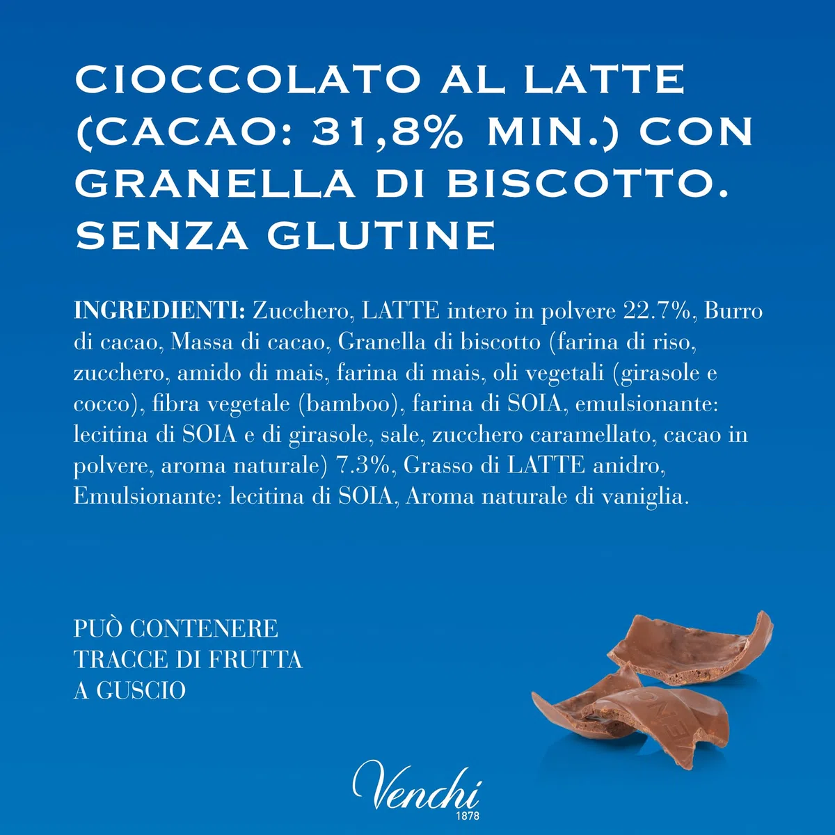Venchi - Uovo di Cioccolato, Gusto Cioccolato al Latte con Granella di Biscotti, con Sorpresa, Senza Glutine, 150 gr, Collezione Pasqua, Idea Regalo