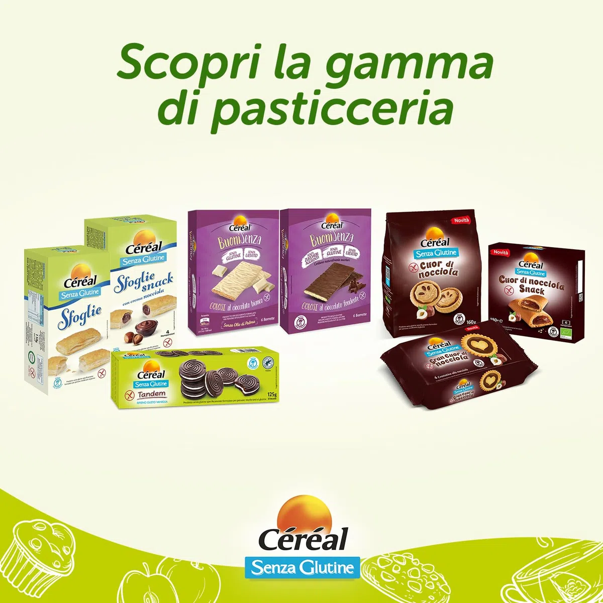 Céréal Nocciolato, Barrette senza Glutine con Cereali e Cioccolato, Snack Gustoso e Ricco di Fibre con solo 90 calorie per Biscotto, Pack di 8 confezioni da 5 barrette (8 x 5, 90 gr)