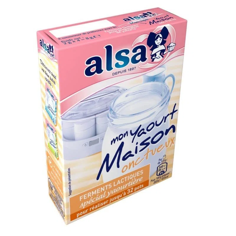 Alsa - Preparazione di yogurt per la casa cremoso, 8 g - 4 pezzi - Vendita in set - Spedizione gratuita in Francia