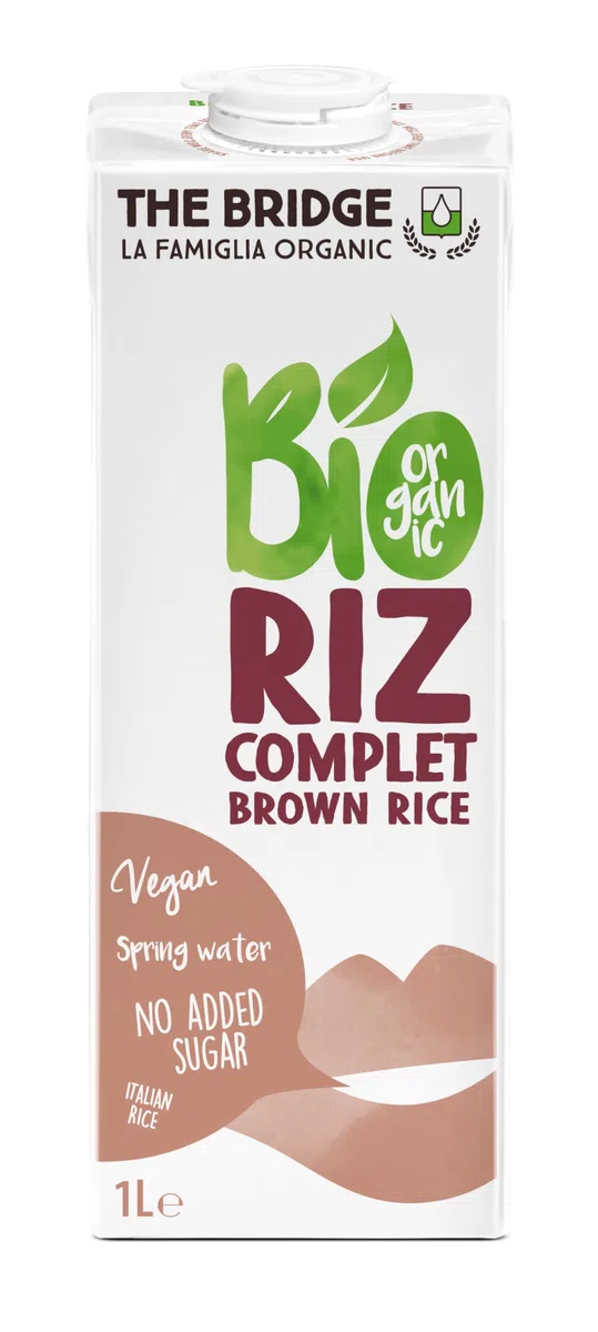 The Bridge - Bio Brown Rice Drink - Bevanda Biologica a base di Riso Integrale (Formato da 1 litro, Scatola da 12 pezzi)