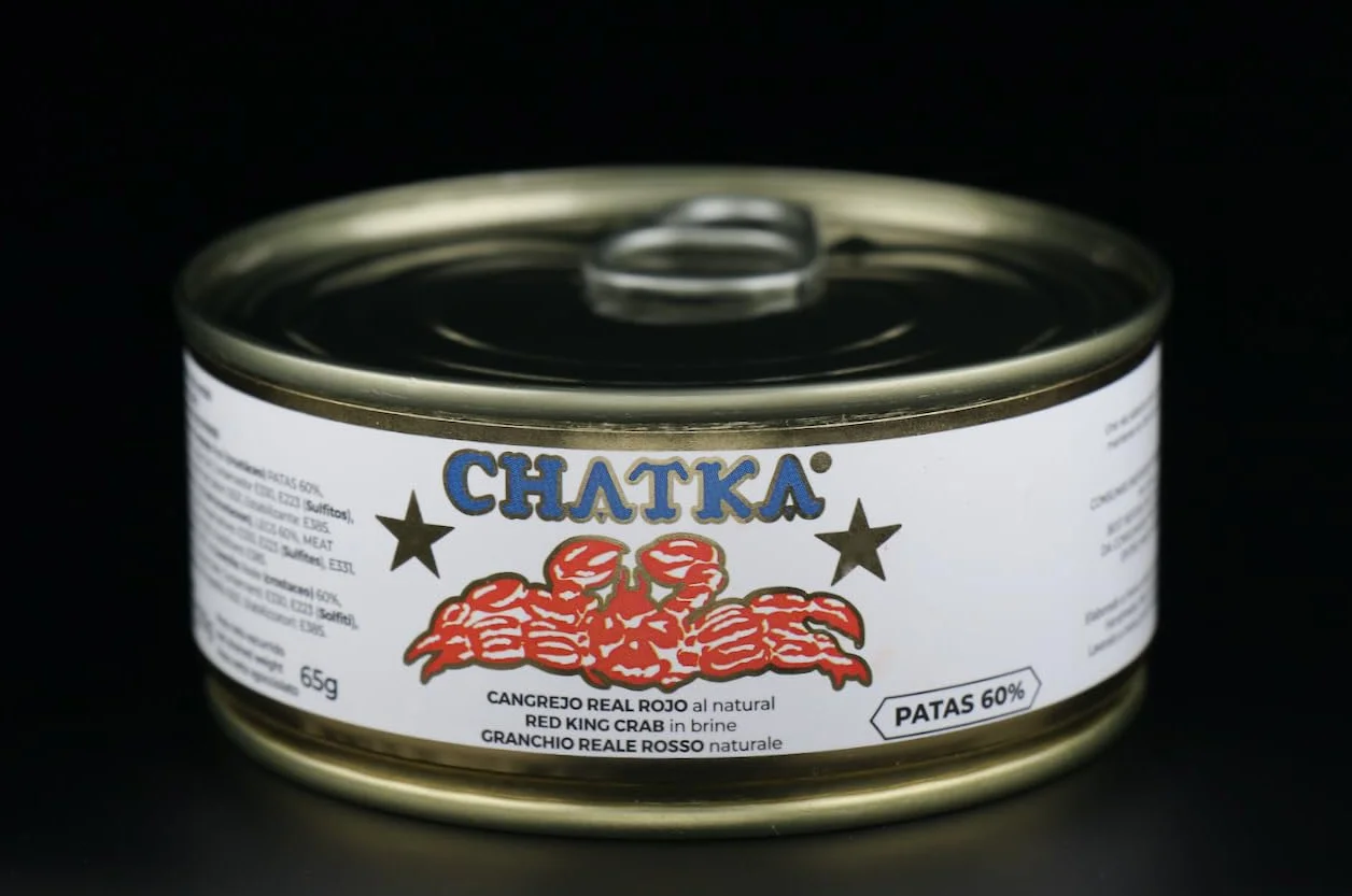 Chatka Granchio Reale Rosso, Conserva Tradizionale con 60% Zampe e Carne Sminuzzata (65 gram)