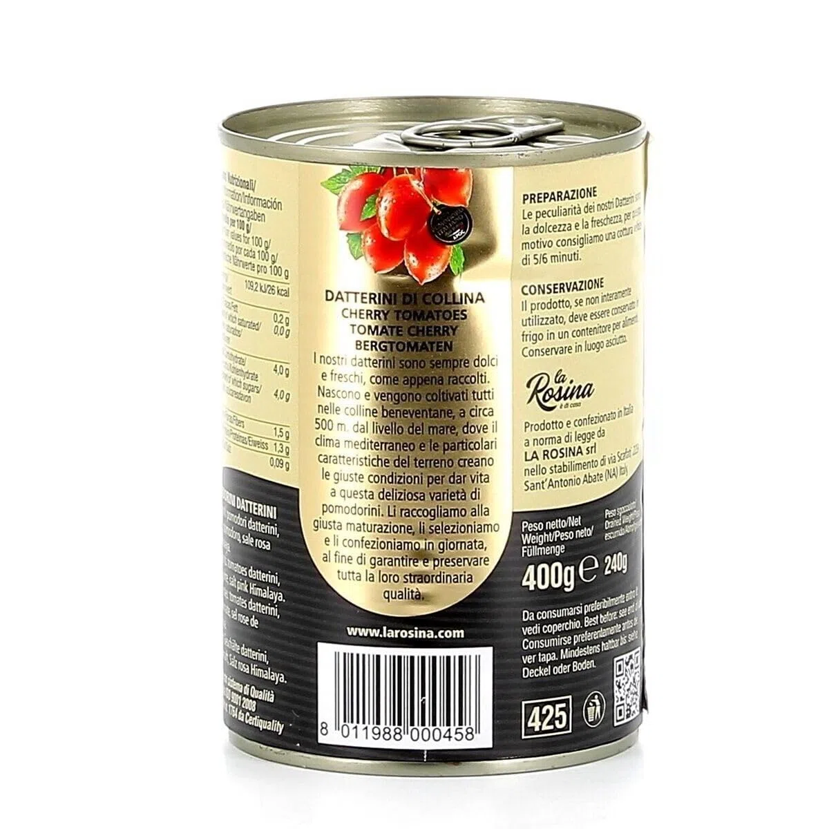 24x La Rosina Pomodorino Datterino di Collina, Pomodorini Italiani, lattina da 400g