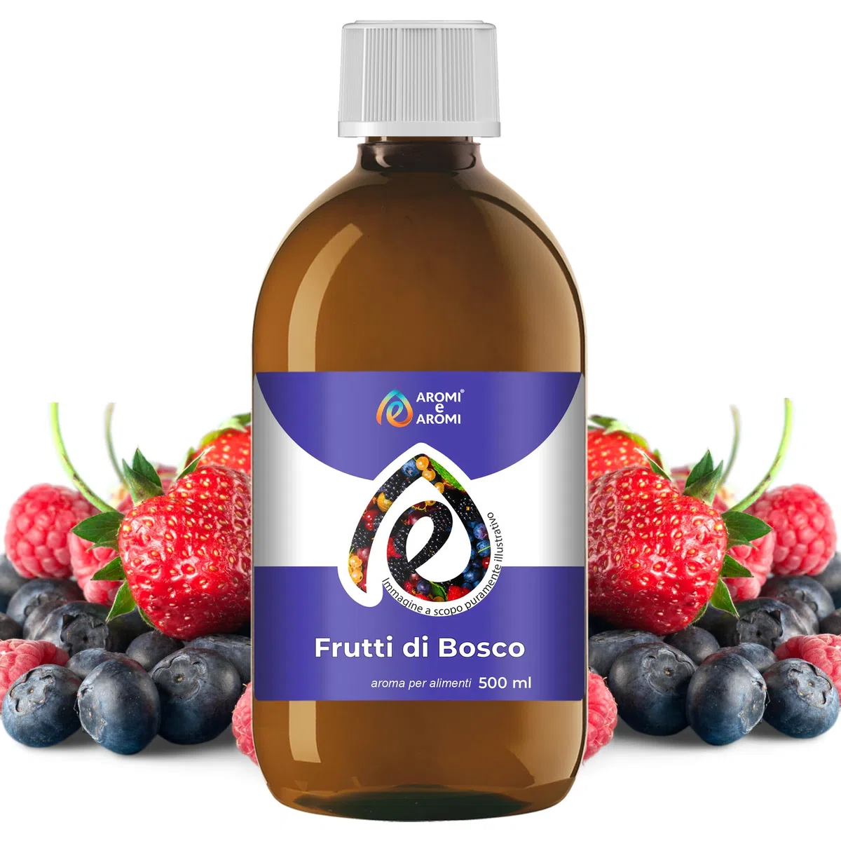 AROMI E AROMI | Aroma Frutti di Bosco in Gocce per Pasticceria, Ristoranti, Gelaterie e Industria Alimentare | Prodotto 100% Italiano per Aziende del Settore Alimentare B2B (500g)