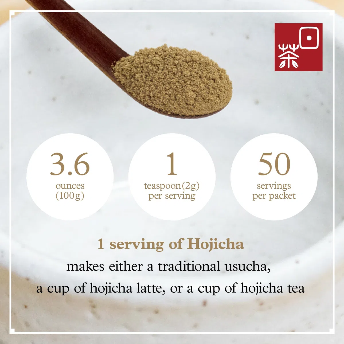 Ocha & Co. Polvere di Hojicha Biologico - Tè Verde Giapponese Tostato per Latte - Miscela di Kukicha e Sencha - Gusto Dolce e Affumicato - Basso Contenuto di Caffeina - 100g