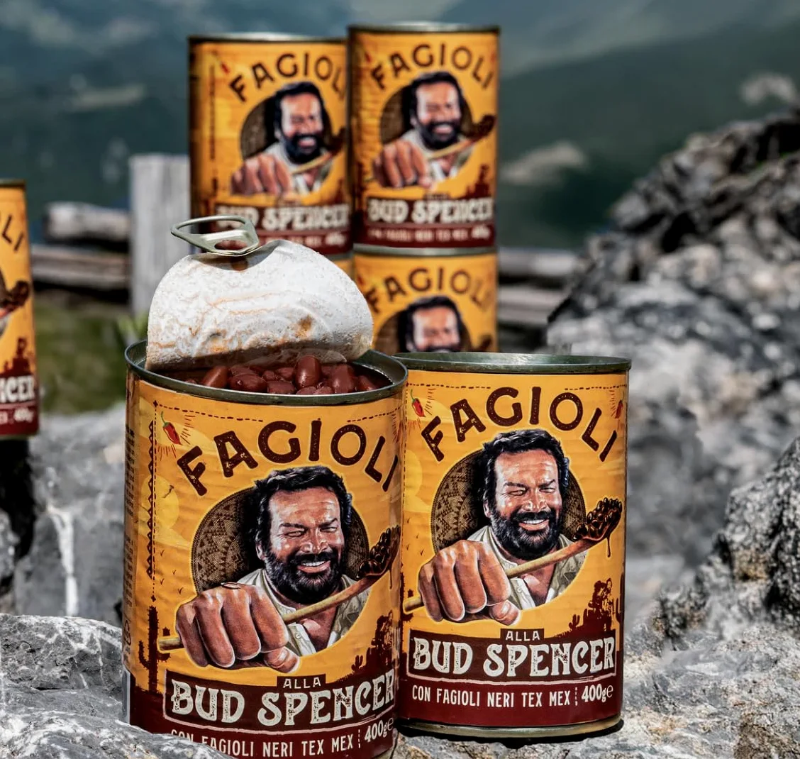 Selezione Fagioli BUD SPENCER 2 Confezioni Fagioli Neri Tex-Mex 2 Confezioni Fagioli Pinto Ricetta Originale confezioni da 400gr con esclusivo adesivo Zeus Party