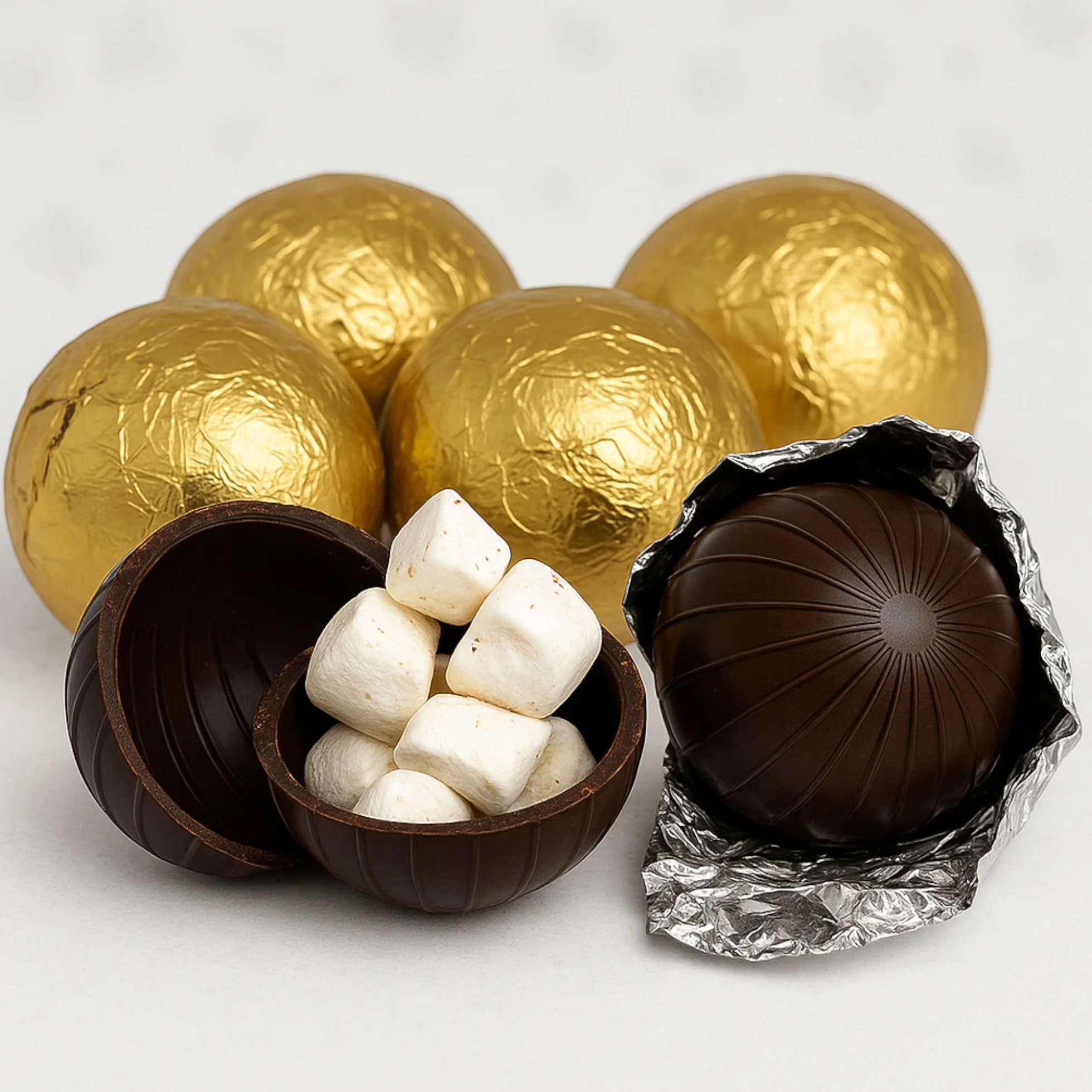 Set di palline di cioccolato con mini marshmallow riempite per cioccolatini caldi Magic Dark Chocolate ball come palla di cioccolato (3 scatole – 9 palline totali)