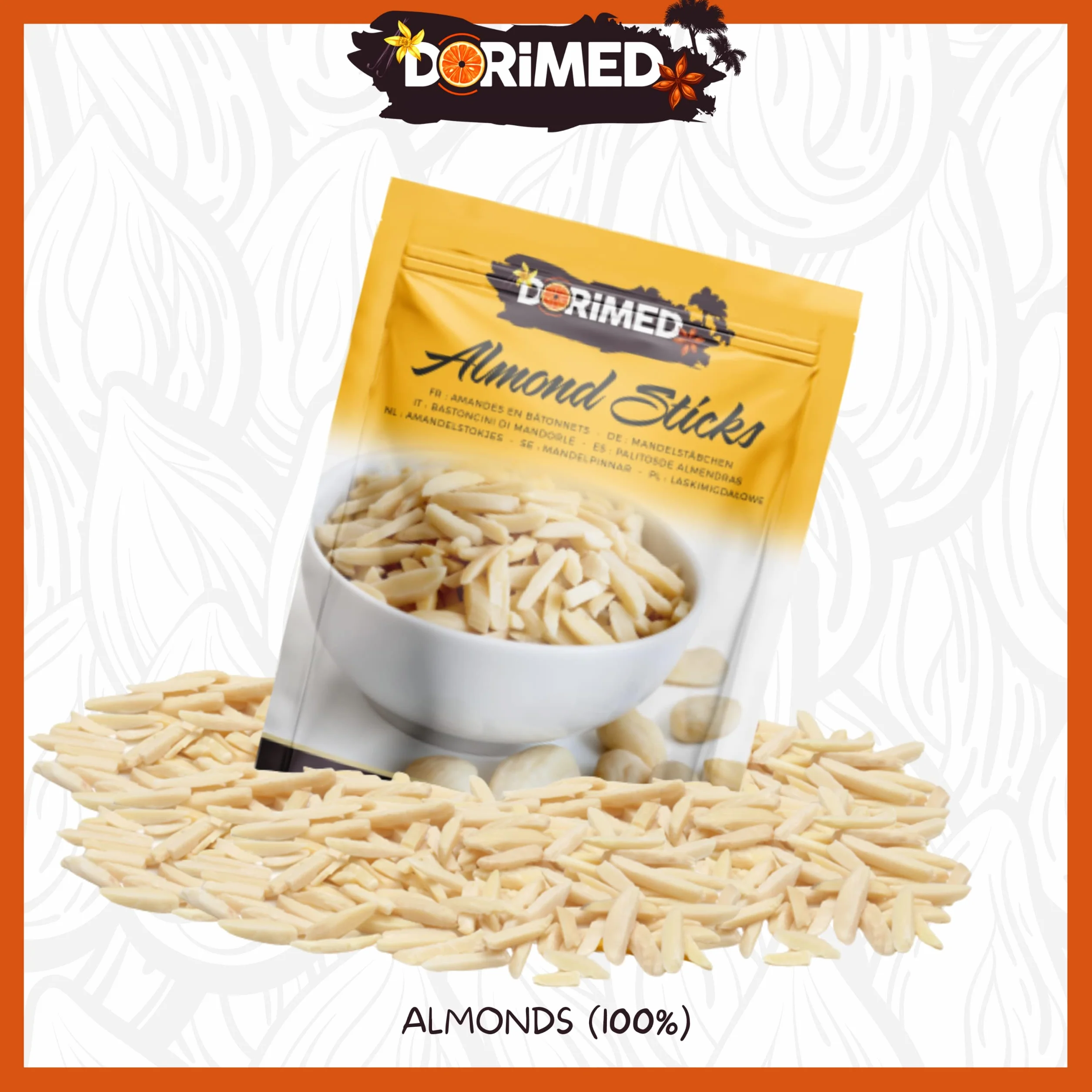 Mandorle Sgusciate 1 Kg Naturali A Bastoncini Crude Fresche Qualità Extra. Frutta Secca Imbustata In Buste Con Chiusura Ermetica Non Tostate. Mandorla A Essiccazione Lenta Di Suprema Delizia - Dorimed