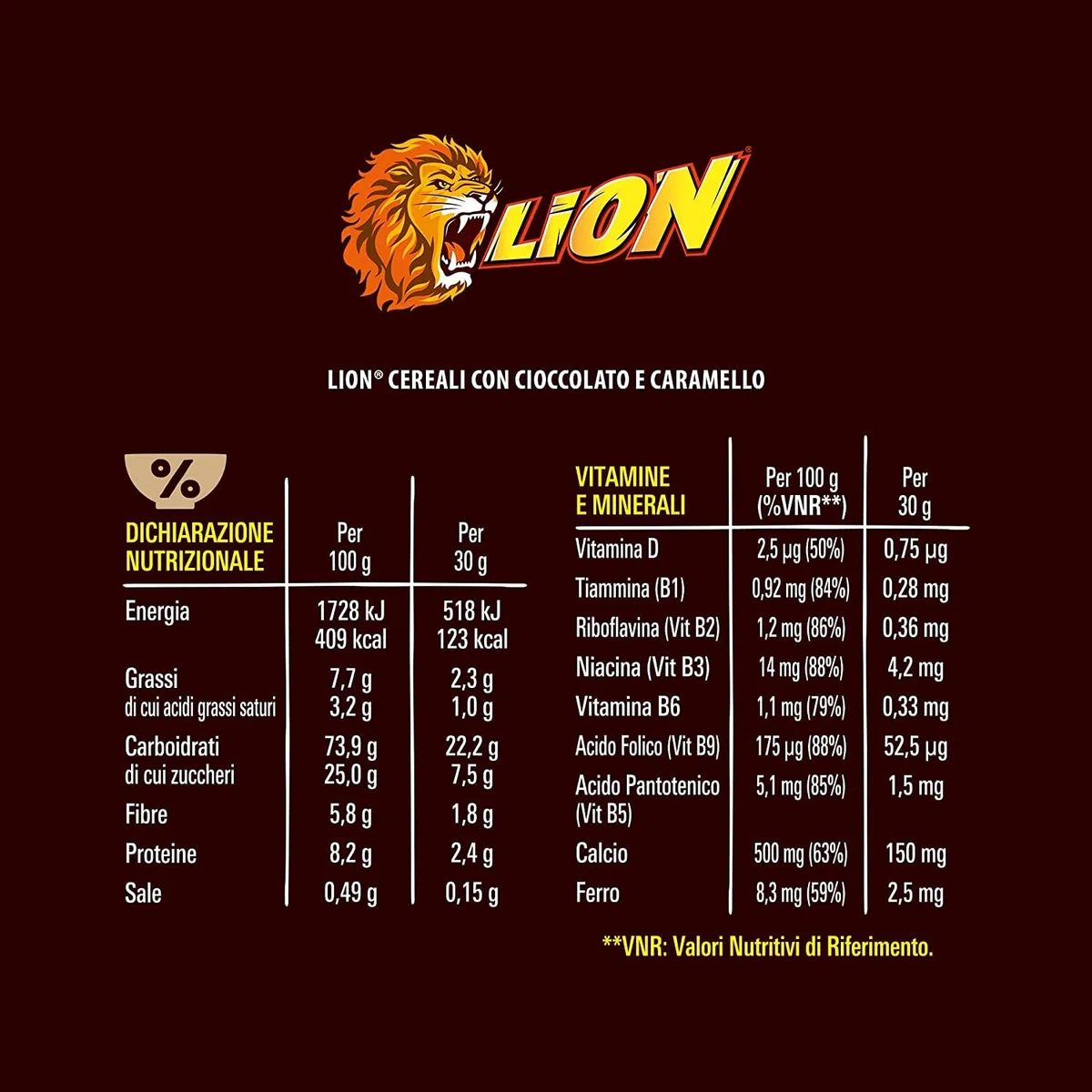 3X Nestle Lion Cereali con frumento Integrali Ricoperti di Cioccolato e Caramello 400 gr [3 Confezioni]