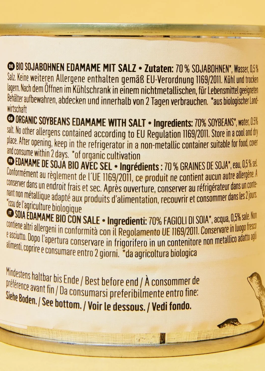 KoRo - Fagioli di soia edamame bio in lattina 12 x 130 g - precotti - lavorati appena raccolti - Snack intelligente