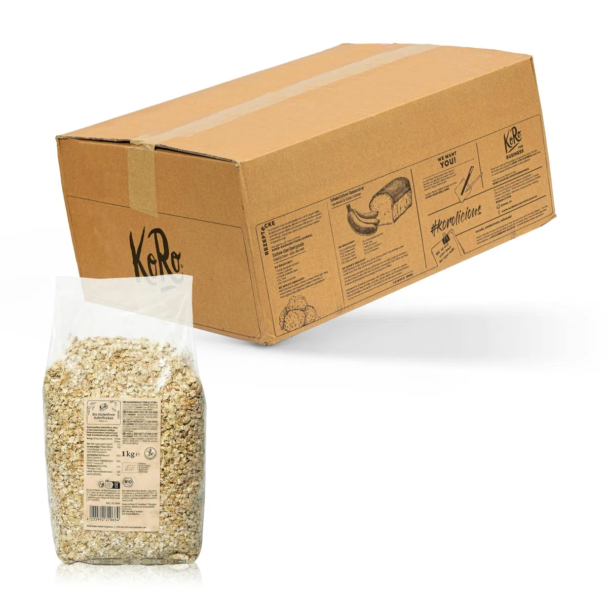 KoRo - Fiocchi piccoli di avena bio senza glutine 4 x 1 kg - senza glutine - per porridge e smoothie - consistenza tenera