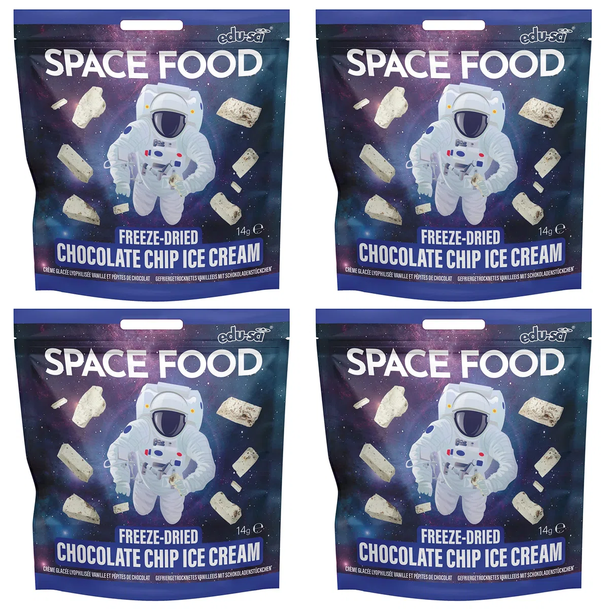 Space Food liofilizzato (gelato alla vaniglia con gocce di cioccolato, confezione da 4)