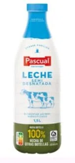 Pascual Latte Parzialmente Scremato, Bottiglia da 1,5 Litri, Fresco e Proteico, Confezione da 3