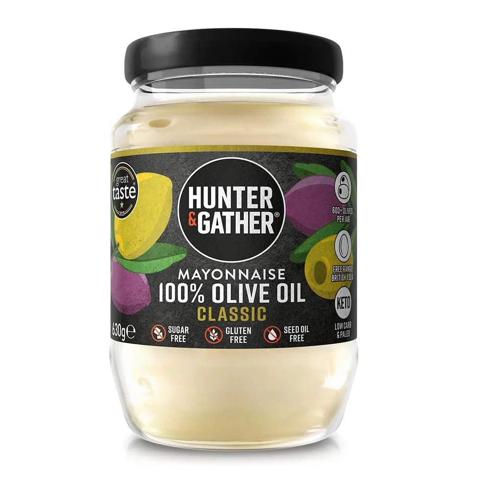 Hunter & Gather Maionese all'Olio d'Oliva 630g | Realizzata con Puro Olio d'Oliva e Uova da Allevamento all'Aperto | Paleo, Cheto, Senza Zucchero e Senza Glutine