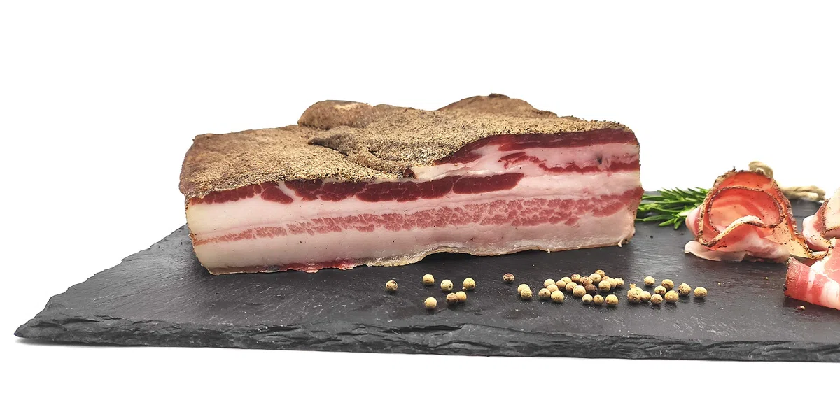 Pancetta Tesa Umbra Stagionata trancio Kg.1,00 SV - Norcineria Umbra Produzione Artigianale - Gluten Free - Il Salumiere 1978