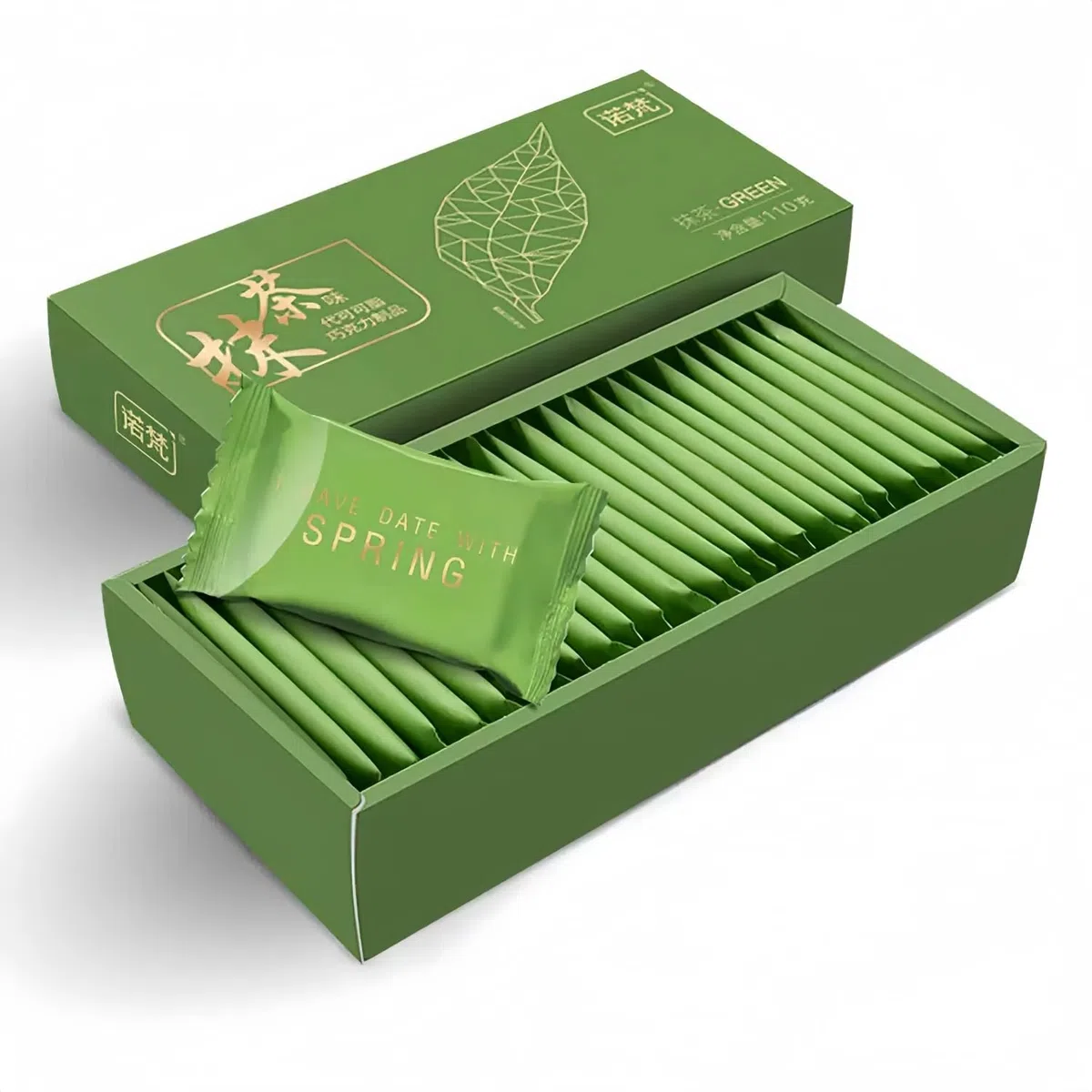 WSYLS -Cioccolato al matcha (110/scatola*1scatola), snack cinesi al gusto di matcha, snack asiatici, adatti come regali, dessert natalizi o spuntini per il tè pomeridiano
