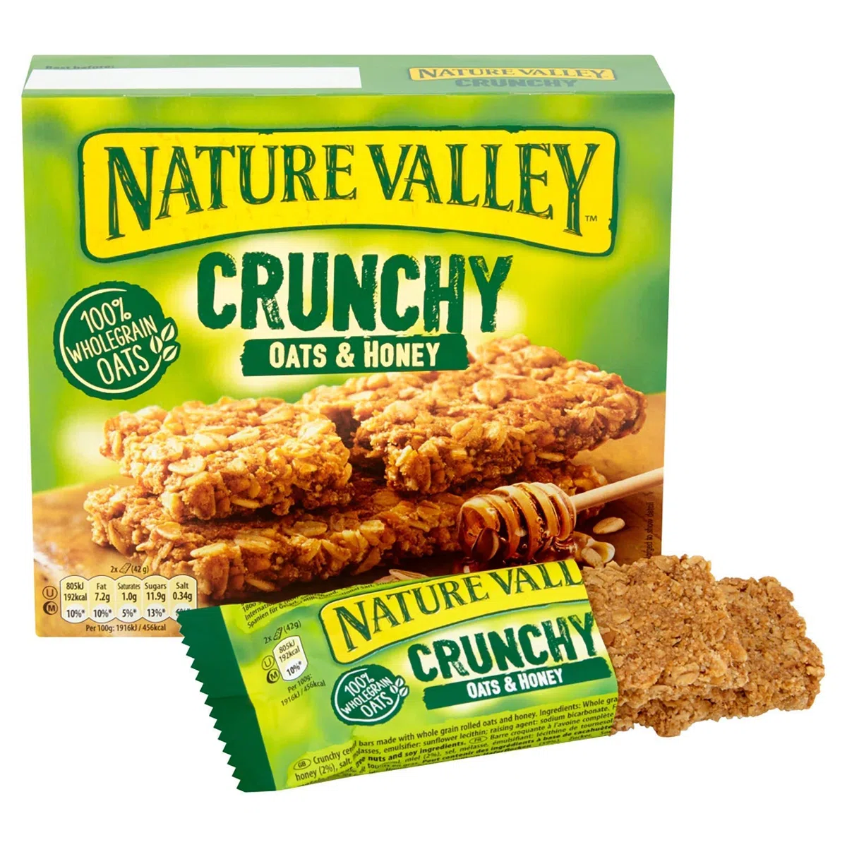 Nature Valley Barrette croccanti di avena e miele, 10 barrette (confezione da 5, totale 50 barrette), bianco