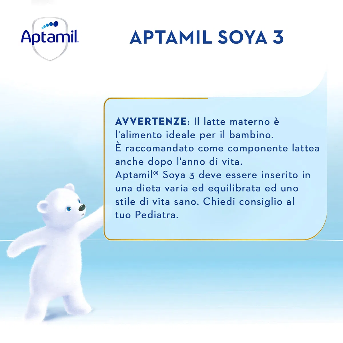 APTAMIL - Soya 3 - Alimento Liquido Senza Lattosio, Completamente Vegetale per Bambini dall'anno di età a Base di Proteine isolate di Soia - Formato da 6 litri (12 bottiglie da 500 ml)