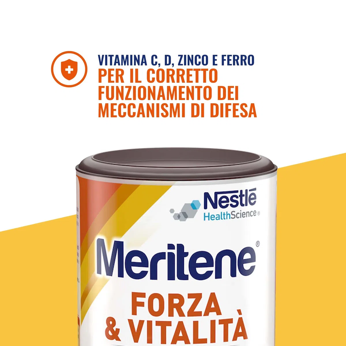 Meritene Forza & Vitalità gusto Cioccolato, bevanda alimentare in polvere |Arricchito di Vitamine, Minerali e Proteine|Rafforza il tuo Sistema Immunitario e la Salute delle Ossa|Barattolo da 2x270g