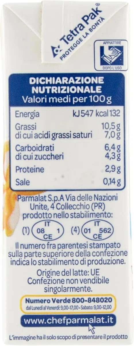 Parmalat Chef Leggera Crema da Cucina Light, Confezione da 9 x 125 ml, 50% Meno Grassi, Doppio Pack con Portachiavi italy shop service