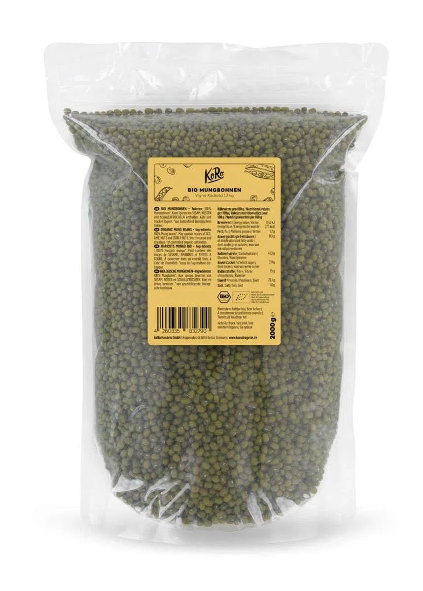 KoRo - Fagioli mung bio 2 kg - Legumi ricchi di proteine da coltivazione biologica in confezione risparmio
