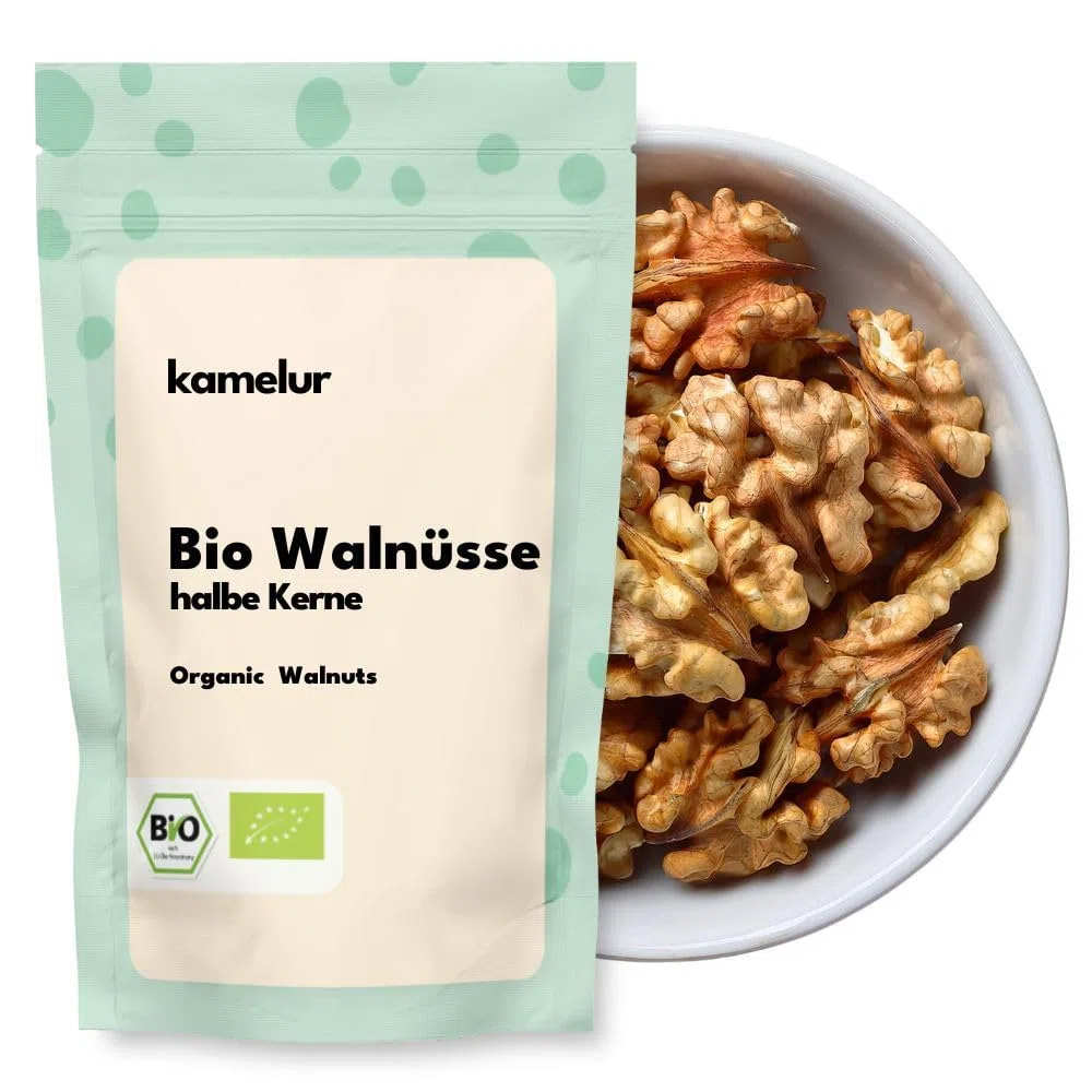 Kamelur Noci BIO Intere Senza Guscio, Gherigli Di Noce Non Trattati - Le Nostre Noci BIO Sono 100% Grezze E Non Trattate 1 Kg (Confezione Da 1)