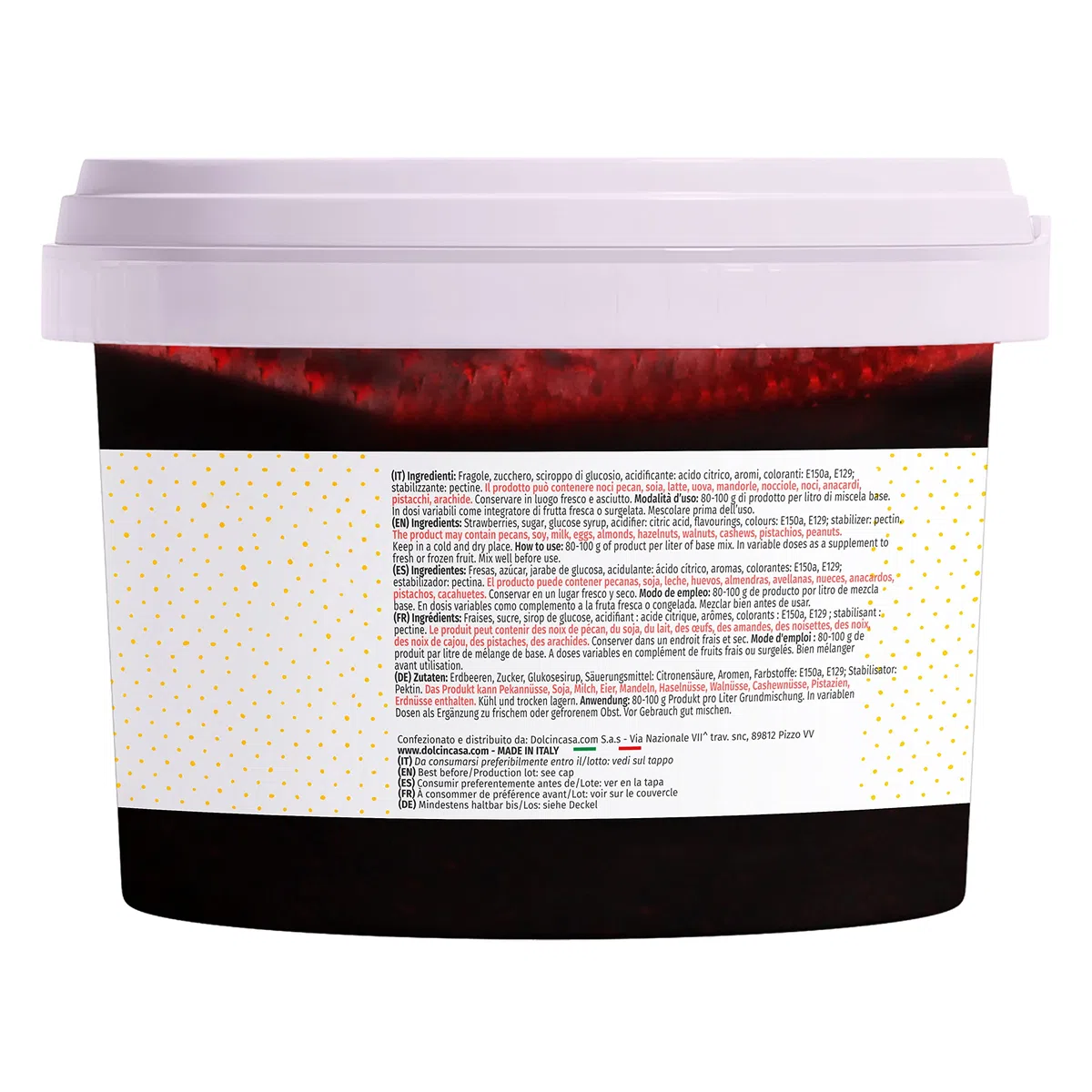 Dolcincasa-Pasta Gelato alla Fragola 500g per gelato dolci alla fragola e granite italiana senza glutine