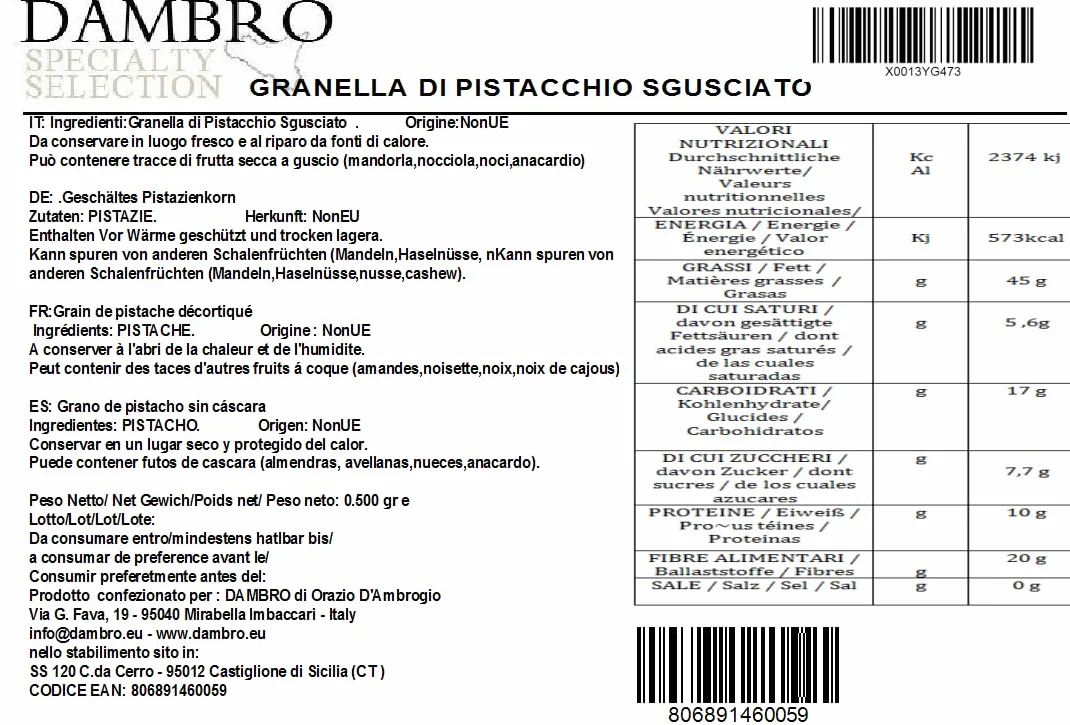 Dambro Granella di Pistacchio - 500g