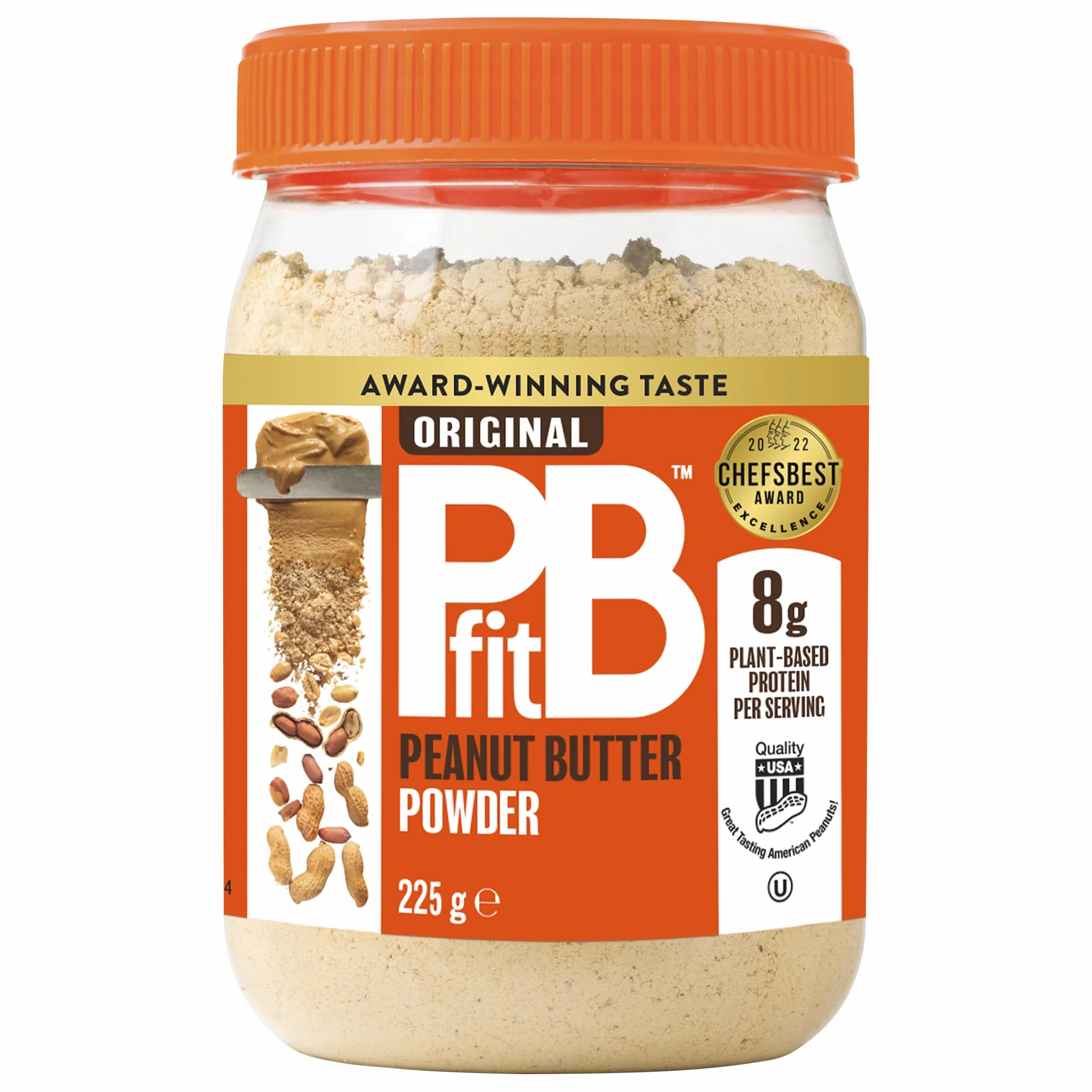 PBfit Original Peanut Butter Powder - Burro di Arachidi Degrassato ad Alto Contenuto Proteico e Povero di Grassi - Proteine Vegetali per Frullati, Dolci, Colazione, Spuntini e Merende… - 225 g