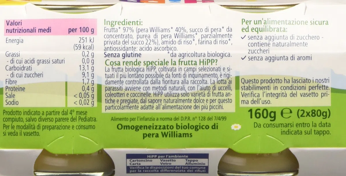 Hipp Omo Pera Williams - Confezione 2 x 80 g