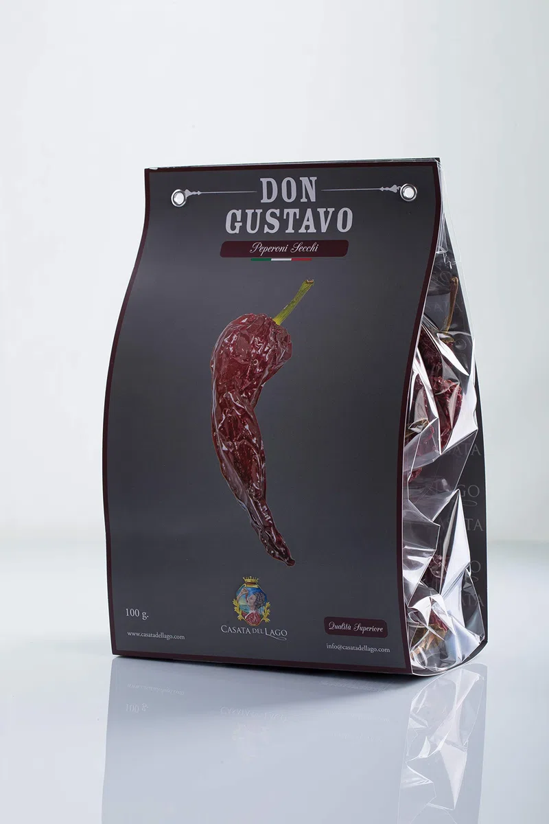 Peperoni Cruschi, la confezione completa: 2 confezioni Don Geppino da 25 grammi e 1 confezione Don Gustavo da 100 grammi