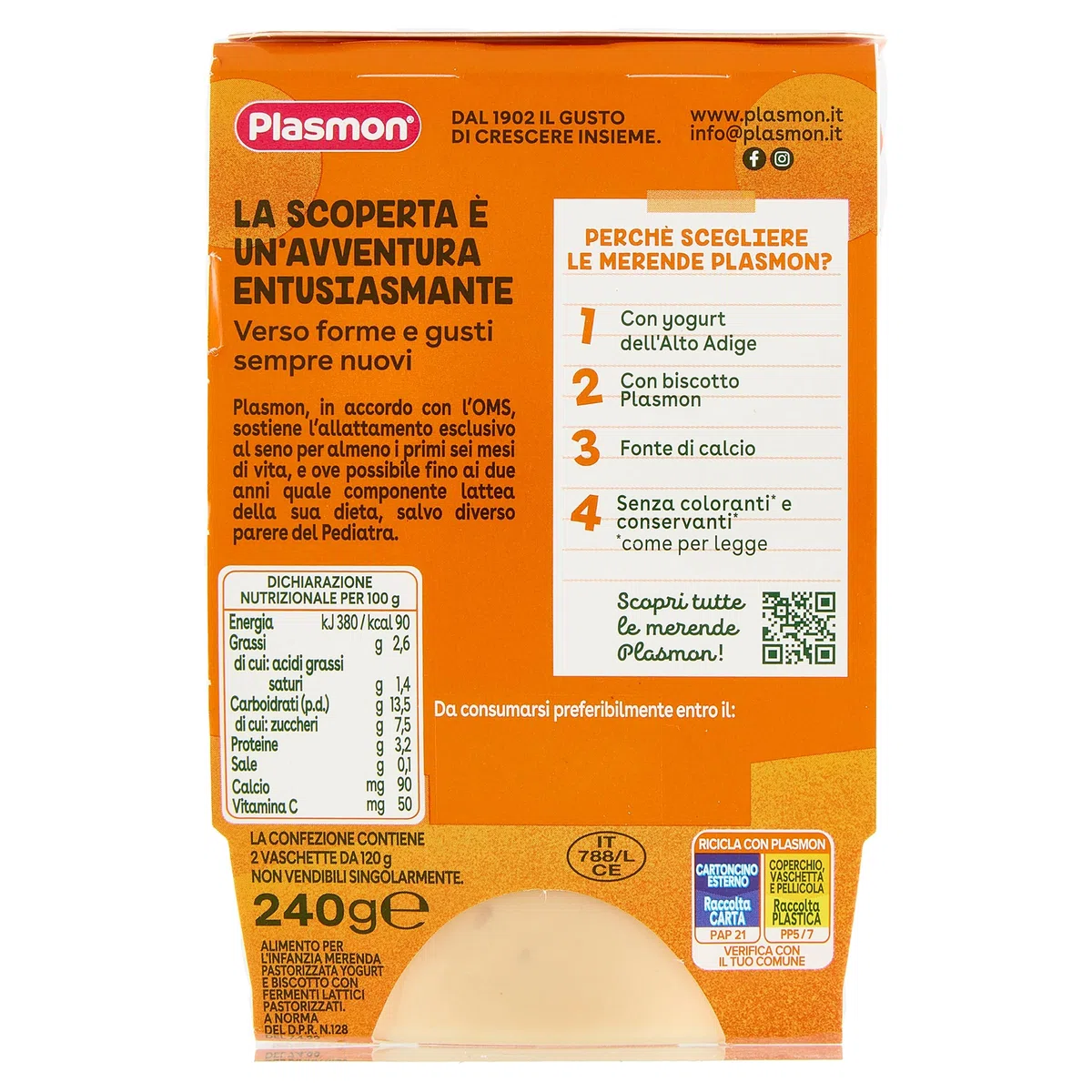 Plasmon Merenda Yogurt e Biscotto 2x120g (12 Confezioni)