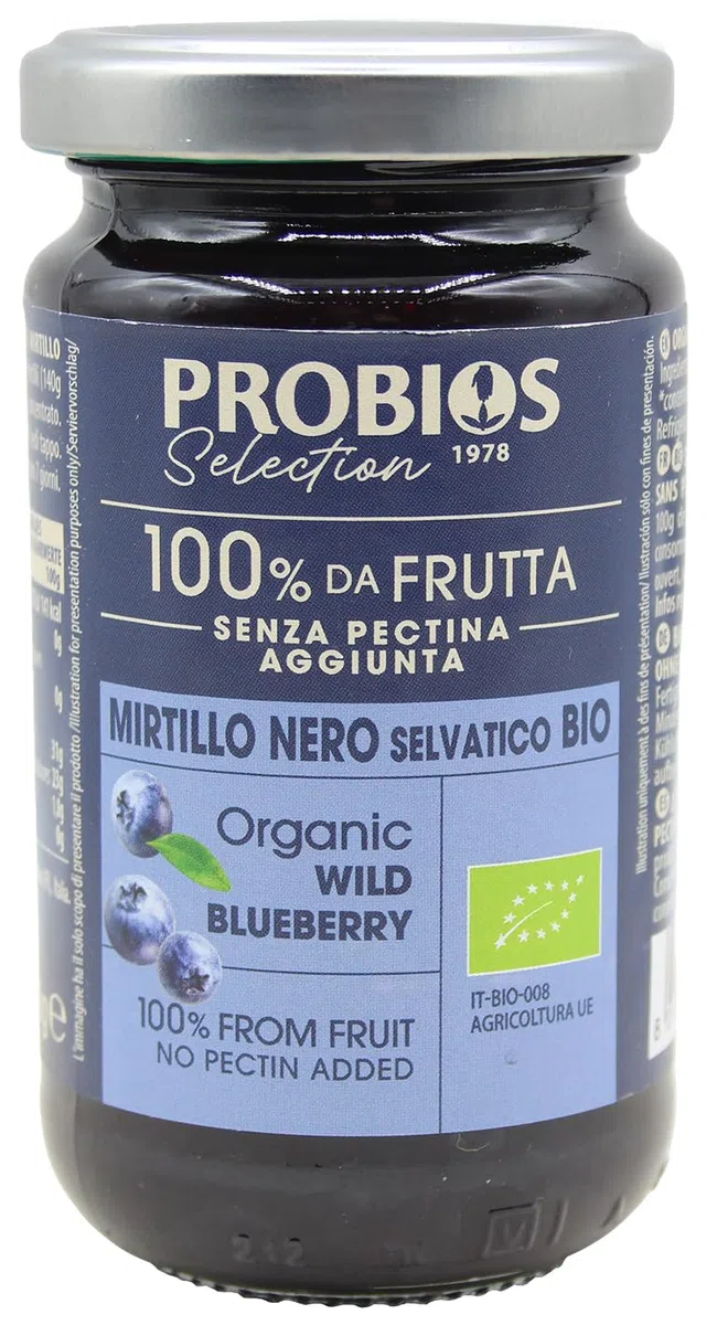 Probios Composta di Mirtilli Bio - Senza Glutine e Composta di Frutta Senza Zucchero - Dolcezza e Sapore Naturale senza Pectina Aggiunta - Confezione da 6 x 220 g