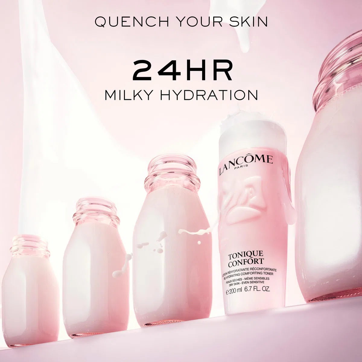 Lancôme Tonique Confort - Tonico reidratante, lenitivo e idratante, per pelli stressate, con acqua di rose, acido ialuronico e squalano, 400 ml