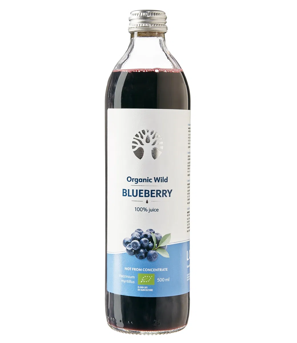 LOOV succo di mirtilli selvatici biologici, 500 ml, ricco di antiossidanti, nessuna aggiunta di acqua o zucchero