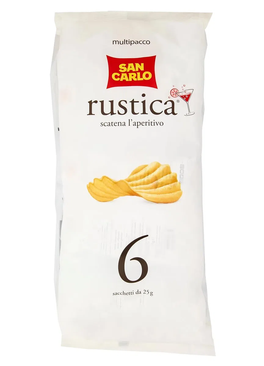 4X San Carlo Rustica Patatine Formato Multipack con all'interno 6 Buste da 25g, Senza Glutine (Gluten Free) 150g