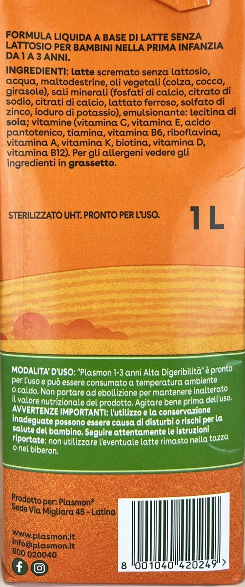 Plasmon Nutrimune Alta Digeribilità 12-36 mesi 1L (6 confezioni)