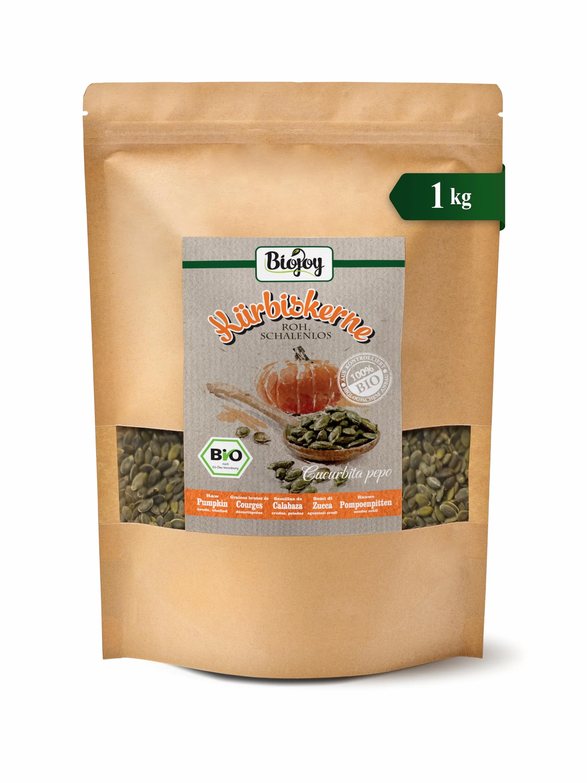 Biojoy Semi di Zucca BIO (1 kg), sgusciati e senza sale
