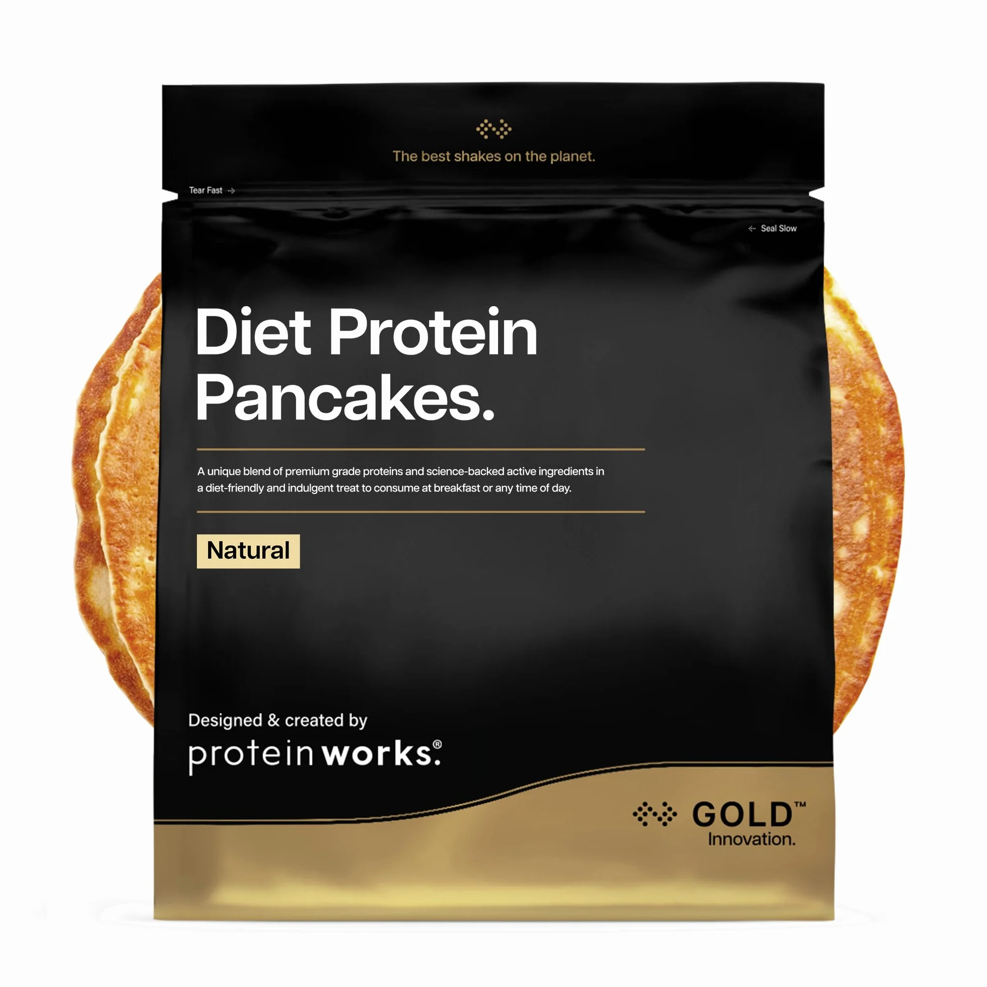 Protein Works | Diet Protein Pancakes – GOLD Innovation, Miscela Pancake Proteica Premium, Colazione Bassa Calorie, Basso Grasso & Zuccheri, Glucomannano, Perdita Peso, Naturale, 25 Porzioni, 1kg