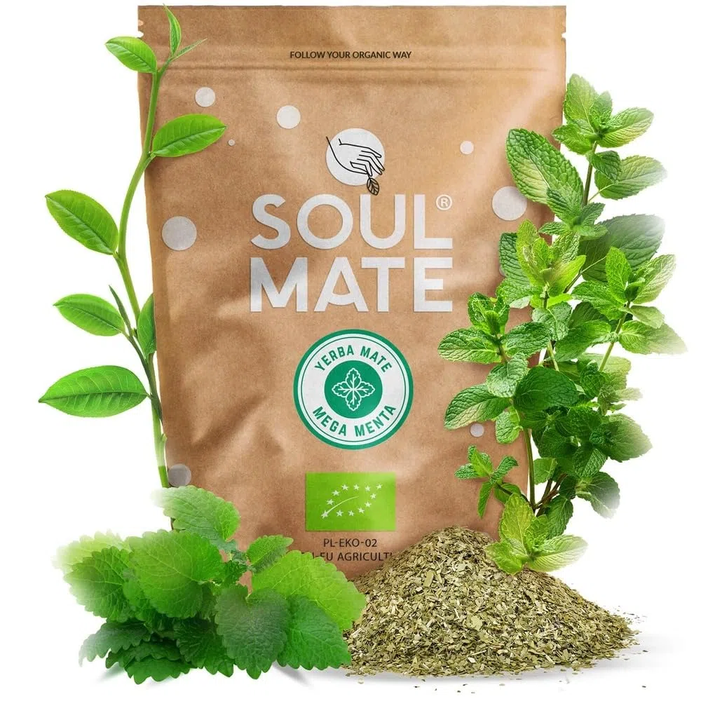 Soul Mate Orgánica Mega Menta 1 kg (2x500g) – Bio-Yerba Mate, gusto di menta e mentolo, energizzante naturale