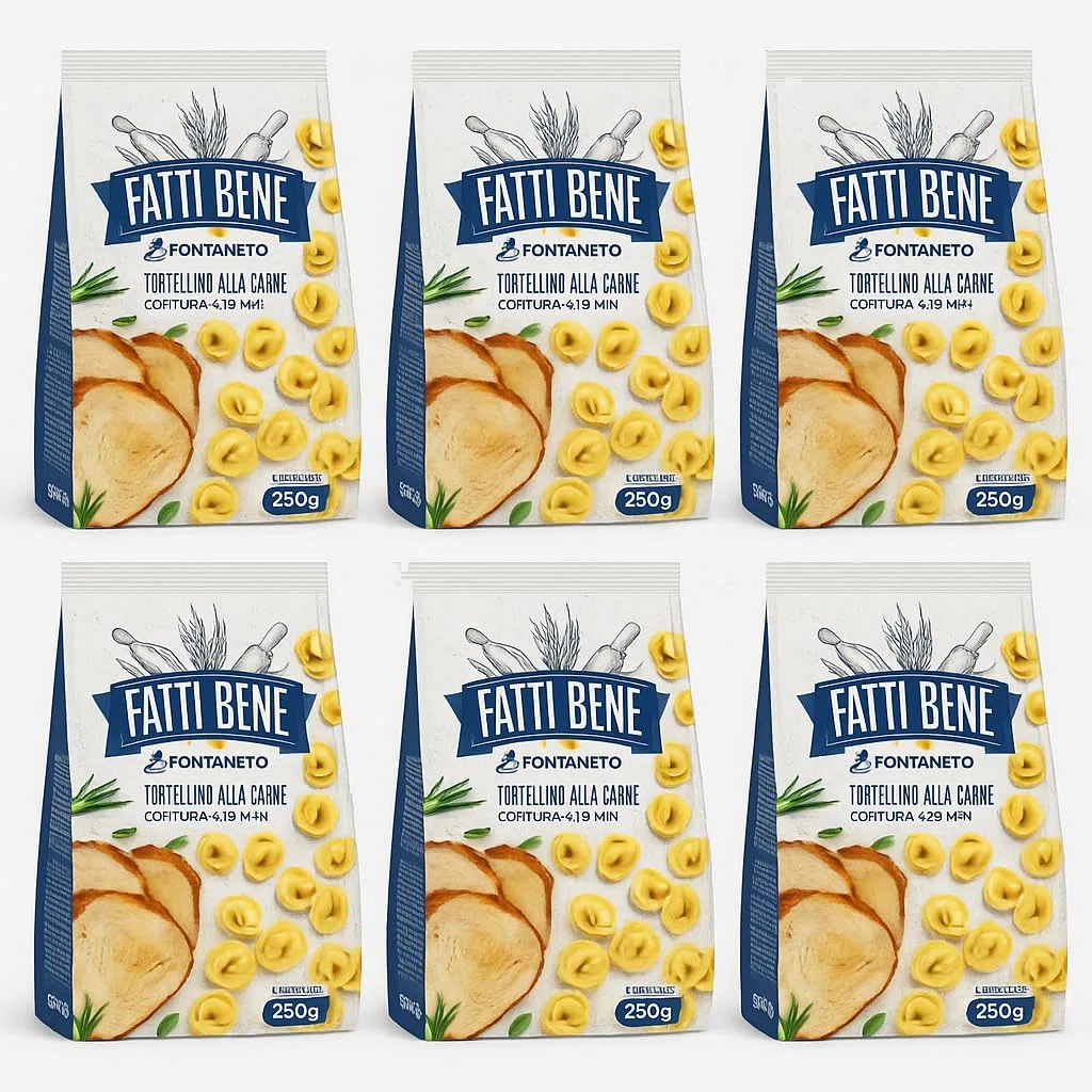 Fatti Bene Tortellini di Carne Freschi 250g – Ricetta Tradizionale – Confezione Multipack da 6 o 12 – Ideali per Primi Piatti Veloci e Genuin (6)