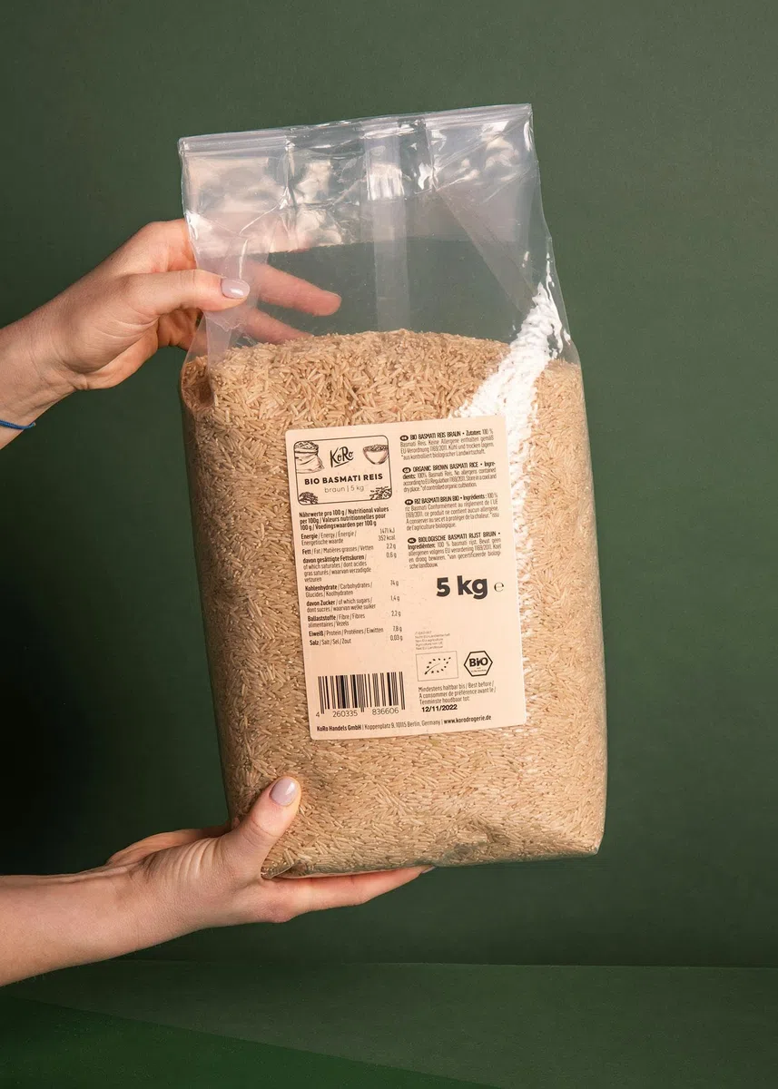KoRo - Riso Basmati integrale bio 5 kg - Gusto aromatico - Confezione convenienza - Da agricoltura biologica - Ideale per insalate o come contorno