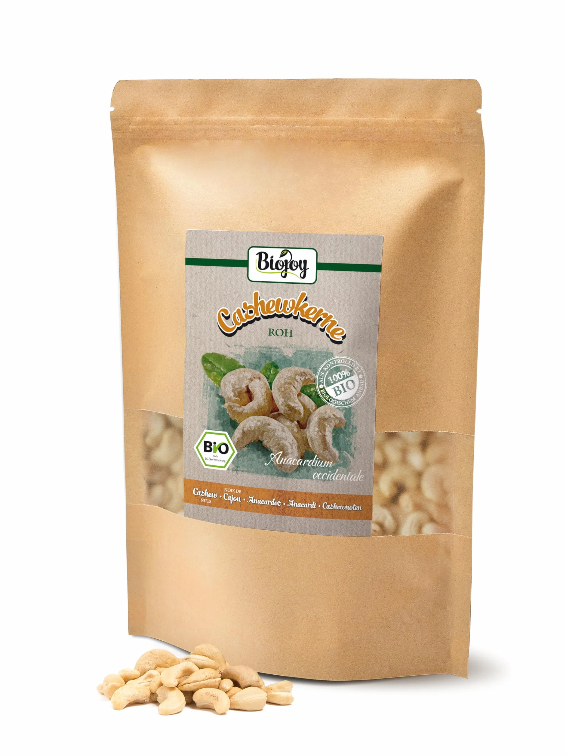Biojoy Anacardi crudi BIO (1 kg), non salati e naturali (Anacardium occidentale)