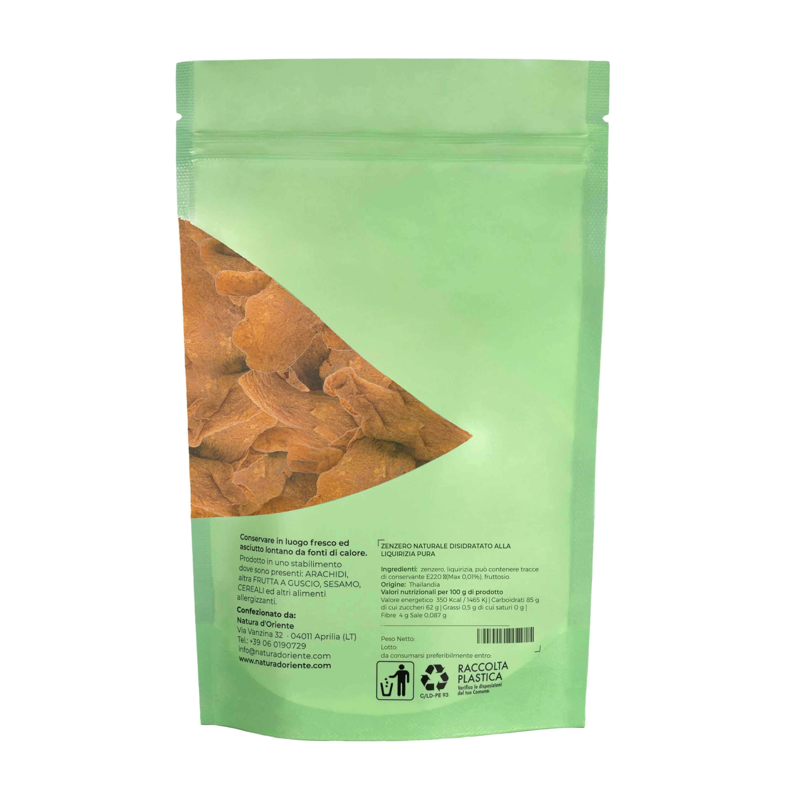NATURA D'ORIENTE - Zenzero Naturale Disidratato Senza Zucchero alla LIQUIRIZIA 1Kg | Prima Qualità | Senza Anidride Solforosa e Conservanti