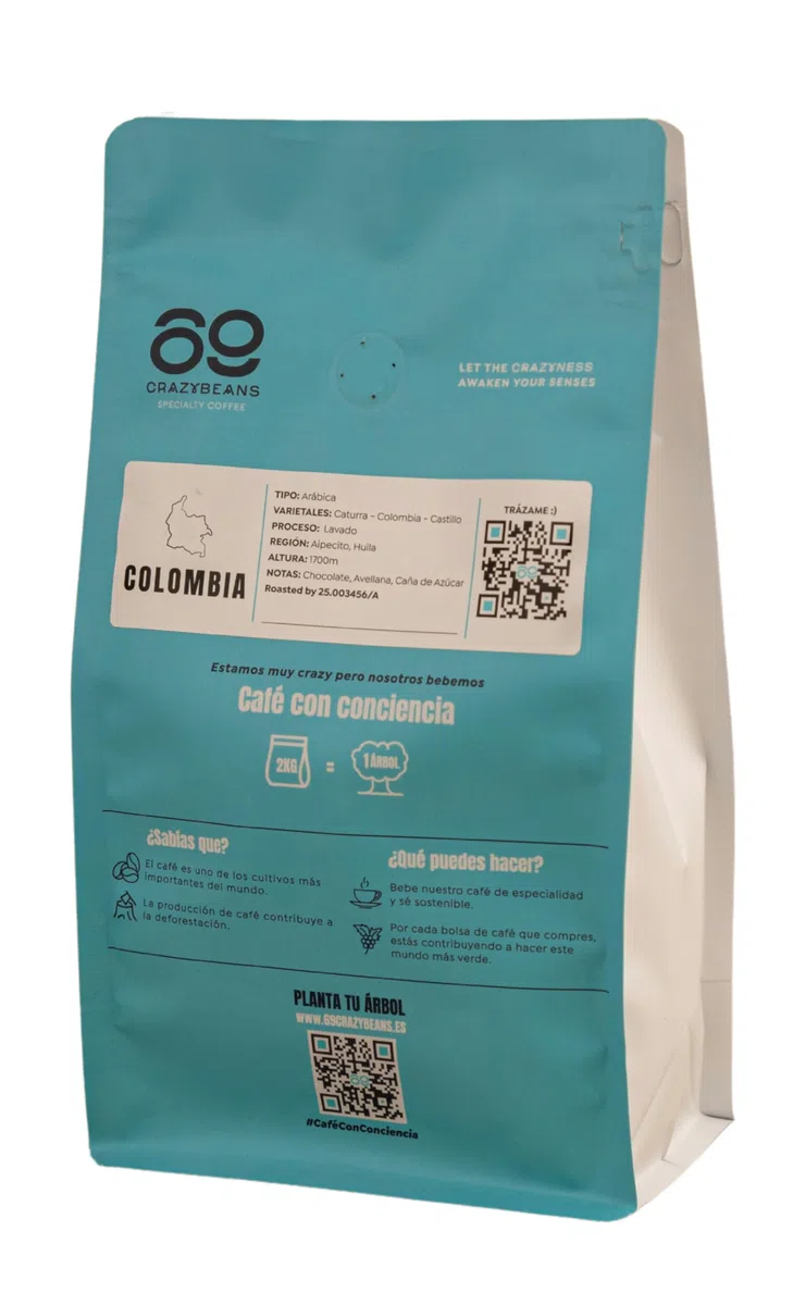 Chicchi di caffè speciali | Colombia | 100% Arábica | Natural | 84 puntos SCA | Neiva,Huila | 500g | 69 CrazyBeans Specialty Coffee | Chicchi di caffè arabica naturale