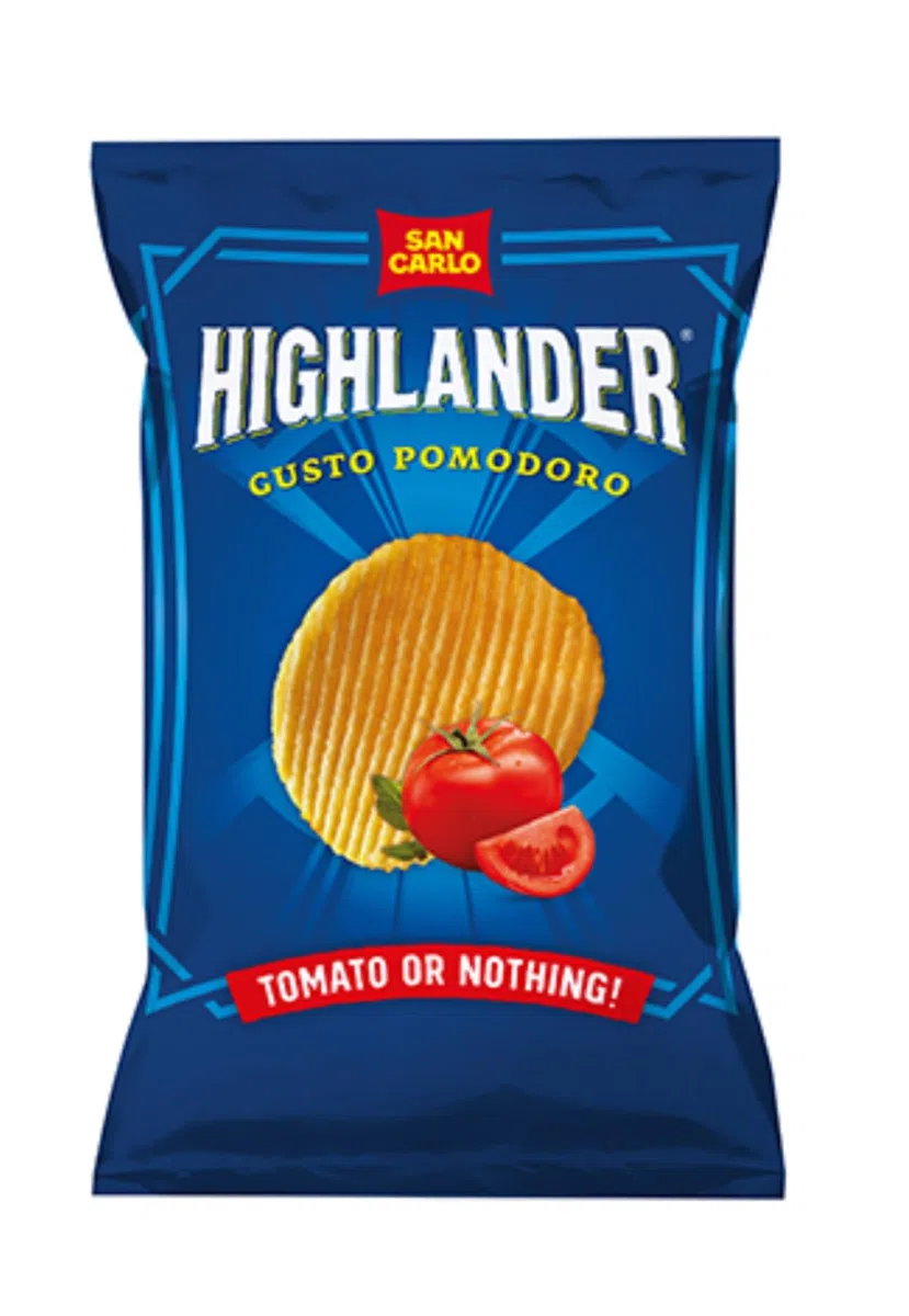 San Carlo Highlander Patatine al Pomodoro, Confezione da 40 Pacchetti, 25g TOMATO OR NOTHING