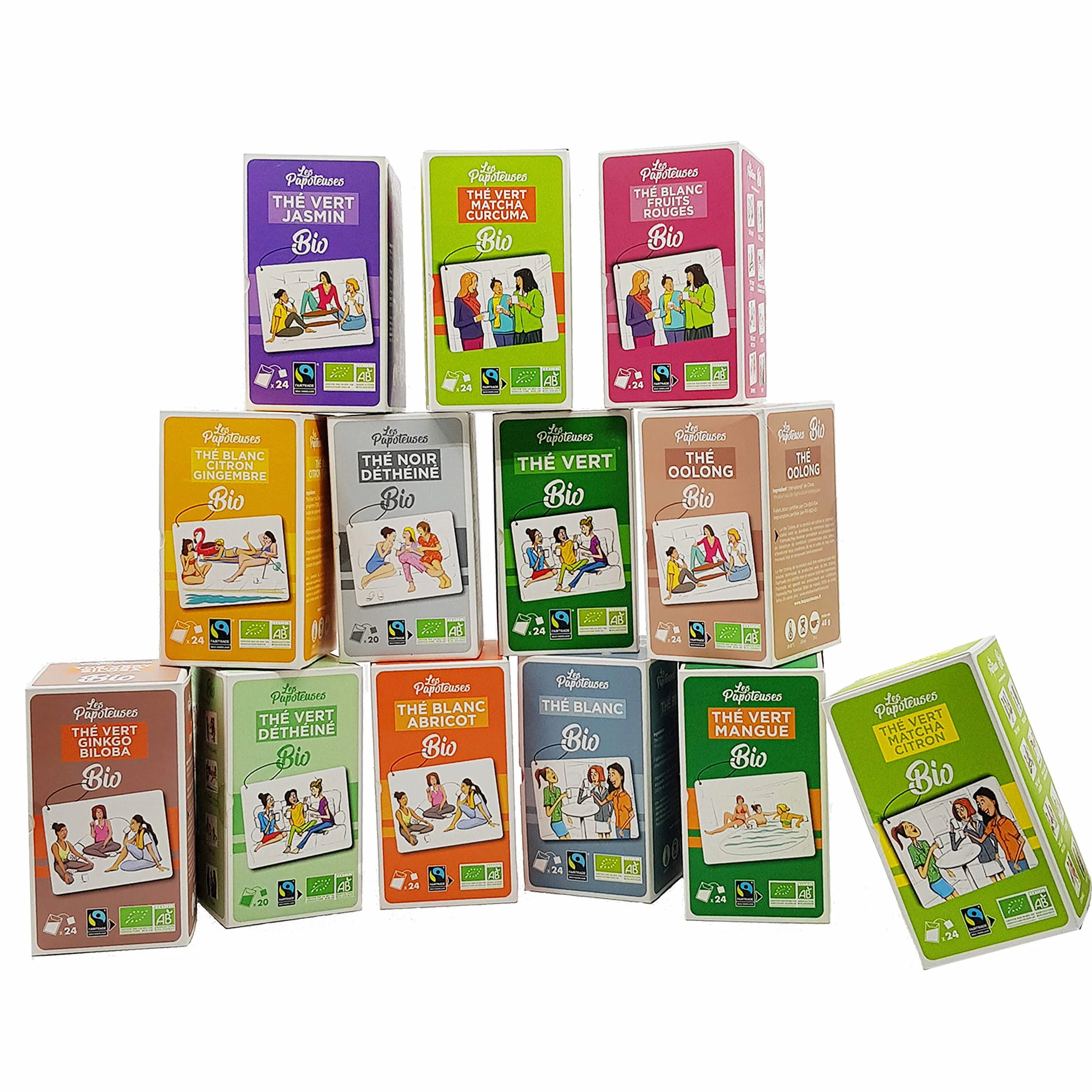 Les Papoteuses | Tè Oolong biologico dalla Cina | 72 Borse | Certificato biologico e del commercio equo e solidale | Set di 3 scatole da 24 bustine di foglie di tè Oolong