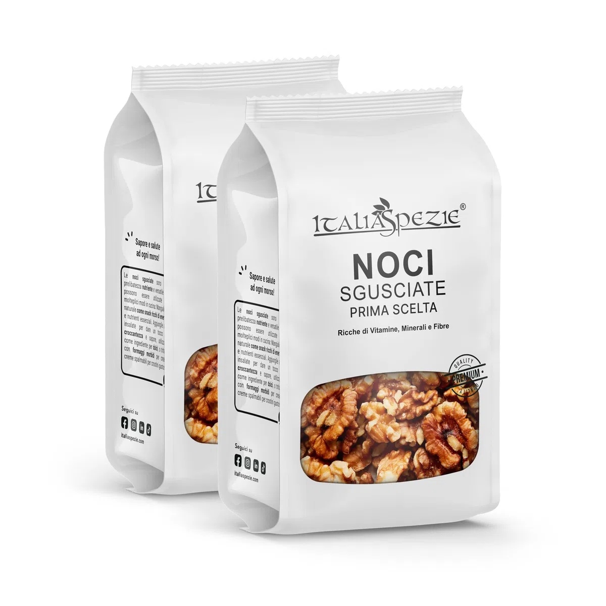 Noci Sgusciate Naturali Extra Light - 1 Kg (2 x 500g) - Primissima Scelta, chiare, non salate | frutta secca di qualità - Italia Spezie