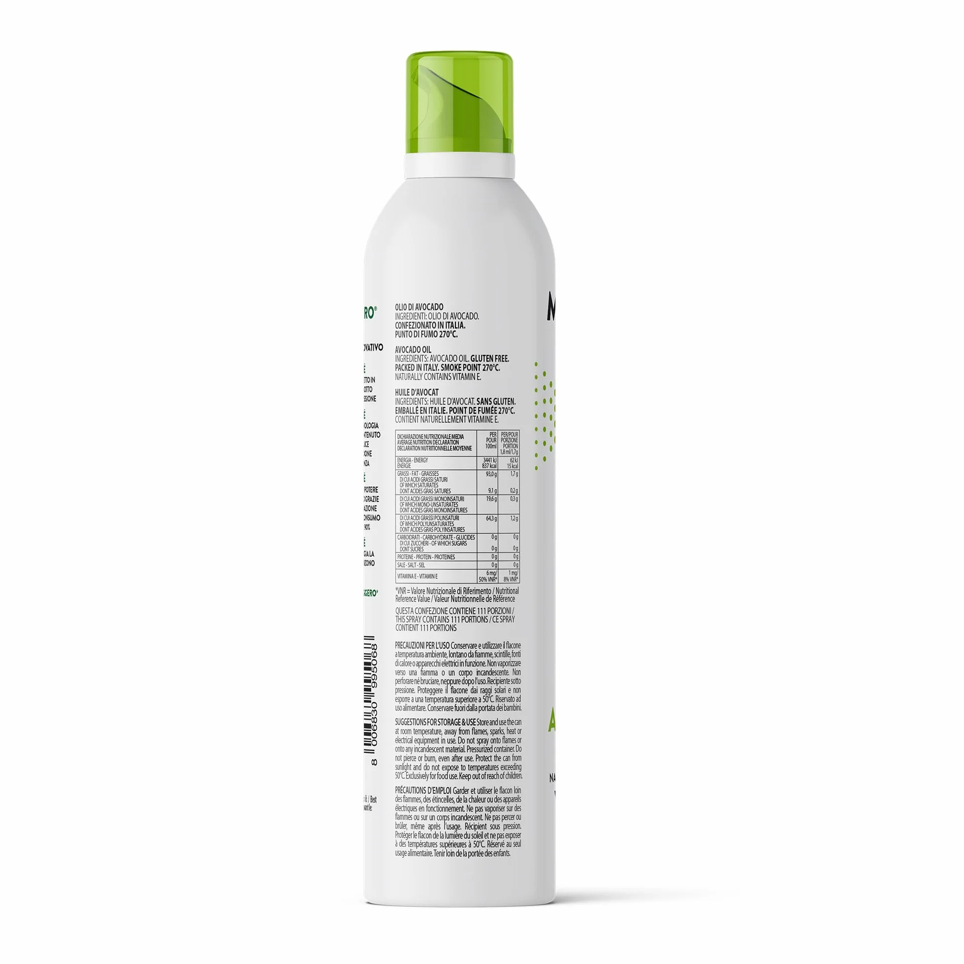 Olio di Avocado Spray 6X200ml - Olio Spray nutraceutico – Salute & Benessere - Sprayleggero – 100% Naturale,100% Leggero, 100% Facile - Con lo spray risparmi fino al 90% di prodotto