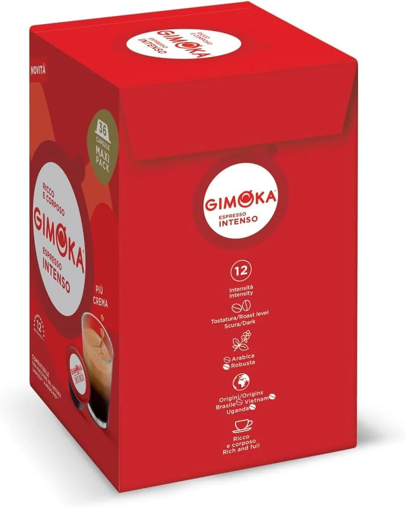 Gimoka - Compatibile Per Lavazza - A Modo Mio - 144 Capsule - Gusto INTENSO - Intensità 12 - Made In Italy
